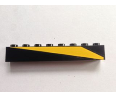 Brick 1 x 8 with Yellow Triangle Pattern Model Left Side (Sticker) - Set 6679-1