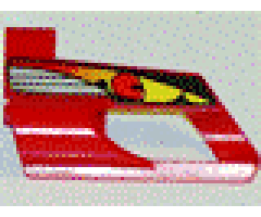 Technic, Panel Fairing # 6 Small Short, Large Hole, Side B with Driver in Red Helmet Pattern (Sticker) - Set 8241