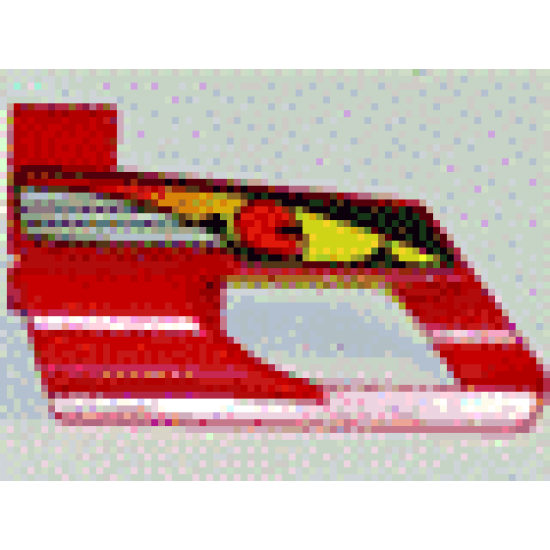 Technic, Panel Fairing # 6 Small Short, Large Hole, Side B with Driver in Red Helmet Pattern (Sticker) - Set 8241