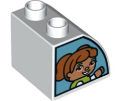 Duplo, Brick 2 x 2 x 1 1/2 with Curved Top with Boy on One Side and Girl on Other Side Pattern