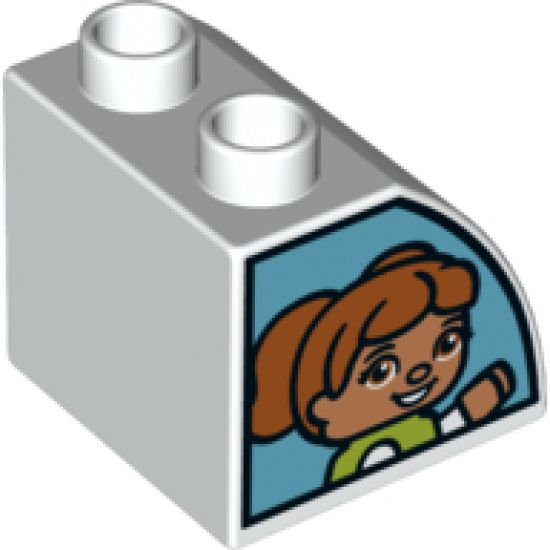 Duplo, Brick 2 x 2 x 1 1/2 with Curved Top with Boy on One Side and Girl on Other Side Pattern