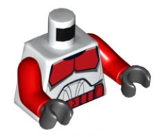 Torso SW Armor Clone Trooper with Red Shock Trooper Markings Pattern / Red Arms / Black Hands