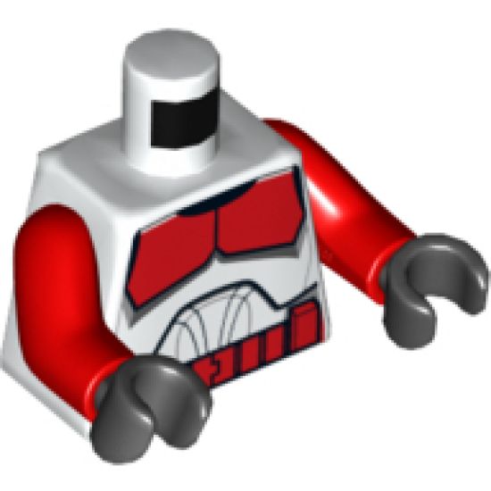 Torso SW Armor Clone Trooper with Red Shock Trooper Markings Pattern / Red Arms / Black Hands