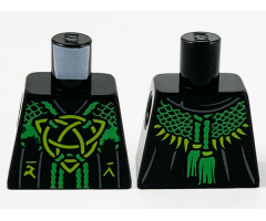 Torso Robe, Bright Green Mesh Shawl, Lime Celtic Knot and Ninjago Logogram 'D' 'R' Pattern