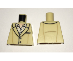 Torso Suit with Buttons and White Open Collar Shirt with Dark Tan Marks Pattern