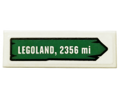 Tile 1 x 3 with 'LEGOLAND, 2356 mi' on Green Road Sign Pattern (Sticker) - Set 40353