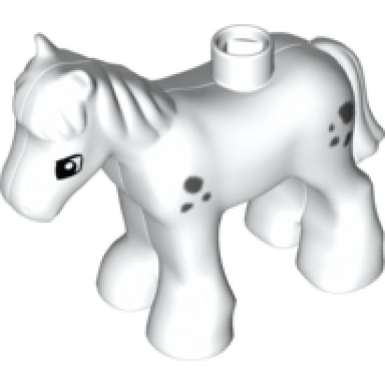 Duplo, Animal Horse Baby Foal Pony with Small Dark Bluish Gray Spots