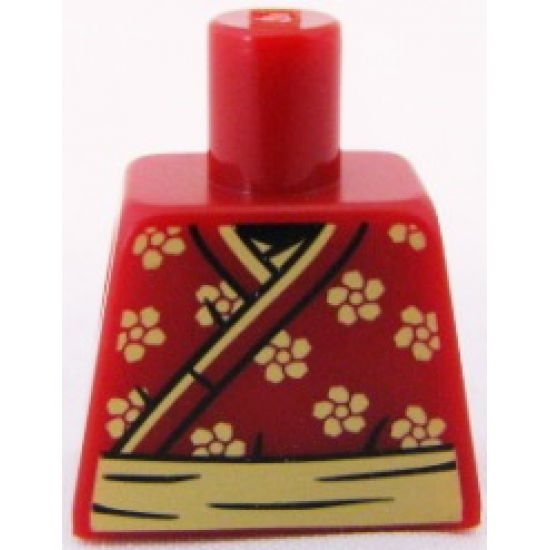 Torso Wrapped Samurai Robe with Flowers Pattern