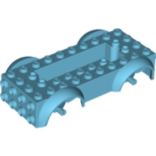 Vehicle, Base 5 x 10 x 2 1/2 with Mudguards and 6 x 2 Recessed Center with 3 Holes with Same Color Wheels Holders Attached