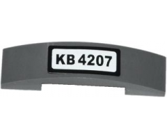 Slope, Curved 4 x 1 Double with 'KB 4207' Pattern (Sticker) - Set 4207