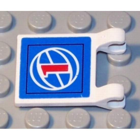 Flag 2 x 2 Square with Red Number 1 on Blue Background with White Basketball Pattern (Sticker) - Set 3432
