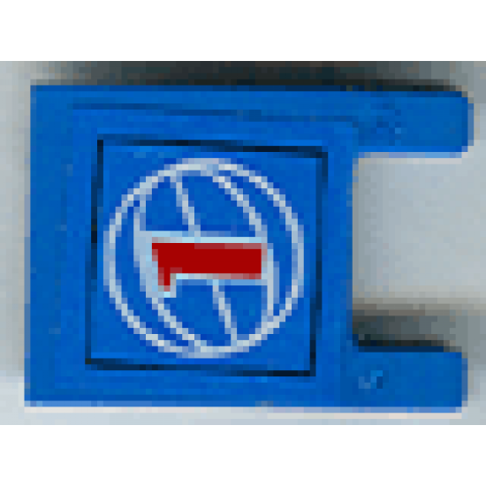 Flag 2 x 2 Square with Red Number 1 on Blue Background with White Basketball Pattern (Sticker) - Set 3432