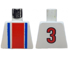 Torso Soccer Vertical Striped Red/Blue and No. 3 Back Pattern