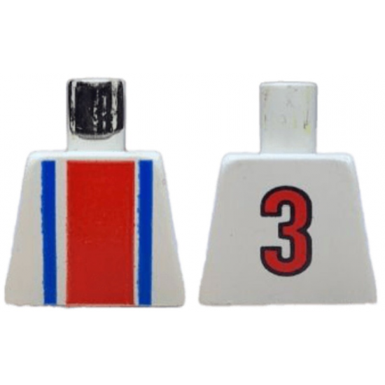 Torso Soccer Vertical Striped Red/Blue and No. 3 Back Pattern