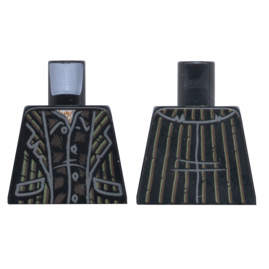 Torso Suit with White and Brown Stripes Pattern