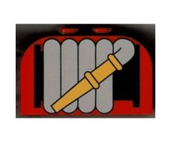 Slope, Curved 4 x 2 x 2 Double with Four Studs with Fire Hose on Reel Pattern