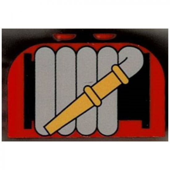 Slope, Curved 4 x 2 x 2 Double with Four Studs with Fire Hose on Reel Pattern