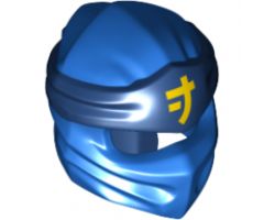 Minifigure, Headgear Ninjago Wrap Type 4 with Dark Blue Headband and Yellow Ninjago Logogram 'J' Pattern
