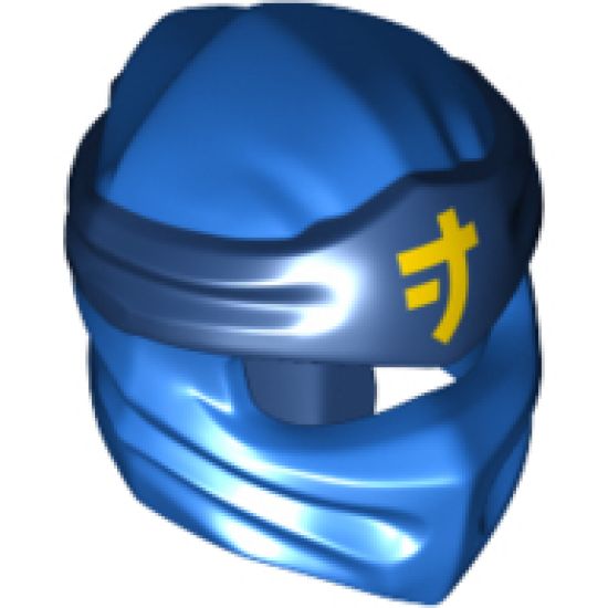 Minifigure, Headgear Ninjago Wrap Type 4 with Dark Blue Headband and Yellow Ninjago Logogram 'J' Pattern