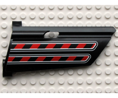 Technic, Panel Fairing #20 Large Long, Small Hole, Side A with Red / Black Diagonal Stripes Pattern (Sticker) - Set 8285