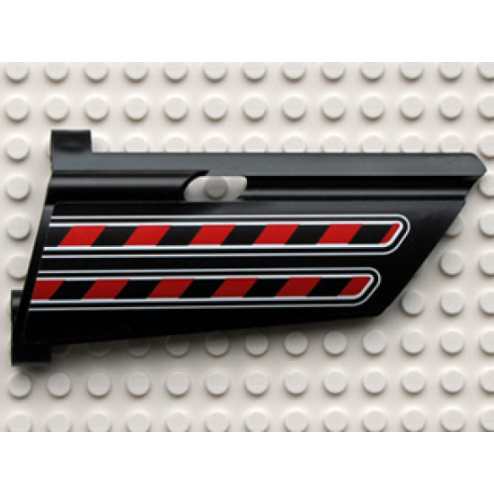 Technic, Panel Fairing #20 Large Long, Small Hole, Side A with Red / Black Diagonal Stripes Pattern (Sticker) - Set 8285
