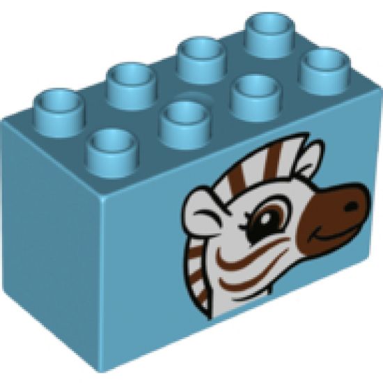 Duplo, Brick 2 x 4 x 2 with Zebra Head Pattern