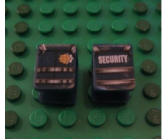 Minifigure, Body Wear Vest with Gold Badge on Front and White 'SECURITY' on Back Pattern (Stickers) - Set 7033
