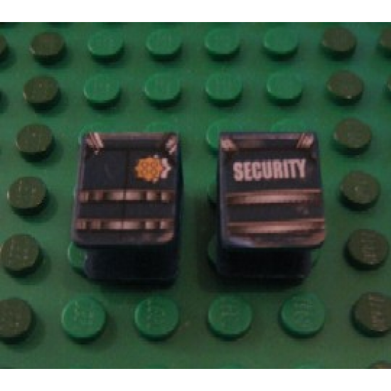 Minifigure, Body Wear Vest with Gold Badge on Front and White 'SECURITY' on Back Pattern (Stickers) - Set 7033