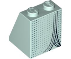 Slope 65 2 x 2 x 2 with Bottom Tube with Minifigure Dress/Skirt/Robe, Black and Silver Spots Pattern
