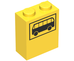 Brick 1 x 2 x 2 with Inside Axle Holder with Black Bus Pattern