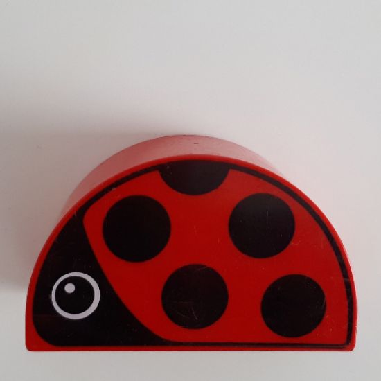 Duplo, Brick 2 x 4 x 2 Curved Top with Ladybug Pattern