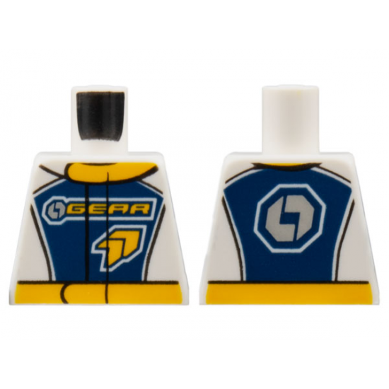 Torso Race Suit with 'GEAR' Racing Team Logo on Front and Gear on Back Pattern