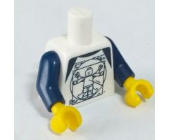Torso with Dark Blue Vitruvian Minifigure Pattern (BAM) / Dark Blue Arms / Yellow Hands
