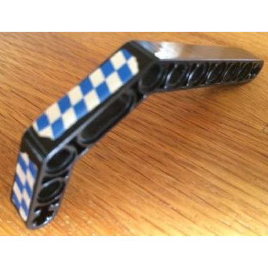 Technic, Liftarm 1 x 11.5 Double Bent Thick with Blue and White Checkered Pattern Model Right Side (Stickers) - Set 8163