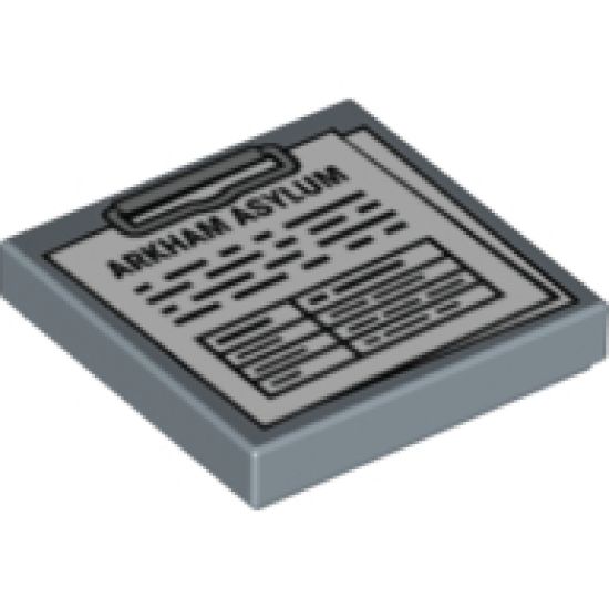 Tile 2 x 2 with Clipboard with 'ARKHAM ASYLUM', Notes and Table Pattern