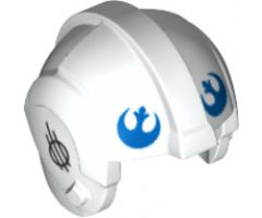 Minifigure, Headgear Helmet SW Rebel Pilot with Blue Rebel Logo and Black Stripes with Circle on Sides Pattern