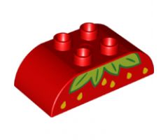 Duplo, Brick 2 x 4 Curved Top with Strawberry Pattern