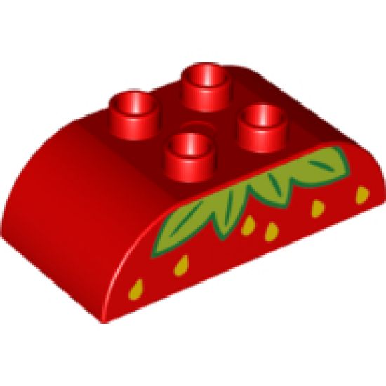 Duplo, Brick 2 x 4 Curved Top with Strawberry Pattern
