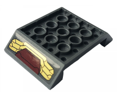 Slope, Inverted 45 6 x 4 Double with 4 x 4 Cutout and 3 Holes with Gold and Dark Red Iron Man Hulkbuster Armor Pattern (Stickers) - Set 76164