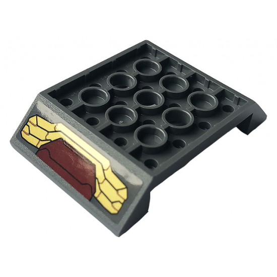 Slope, Inverted 45 6 x 4 Double with 4 x 4 Cutout and 3 Holes with Gold and Dark Red Iron Man Hulkbuster Armor Pattern (Stickers) - Set 76164