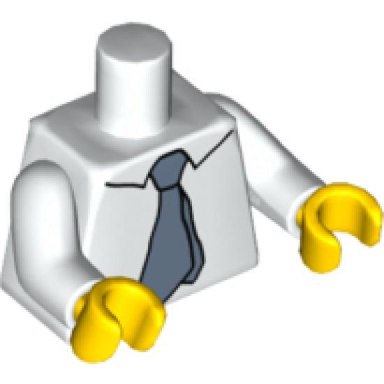 Torso Simpsons Shirt with Dark Bluish Gray Tie Pattern / White Arms / Yellow Hands