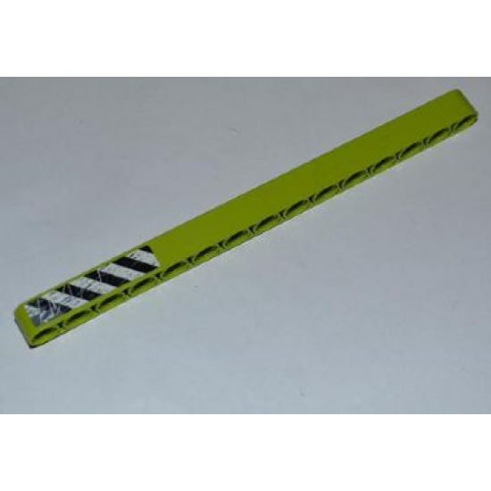 Technic, Liftarm 1 x 15 Thick with Black and White Danger Stripes and Splatters Pattern Model Right (Sticker) - Set 8709
