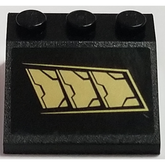 Slope 33 3 x 3 with 3 Gold Metal Plates Pattern Model Right Side (Sticker) - Set 76056