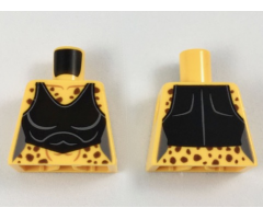 Torso Female Reddish Brown Cheetah Spots and Black Crop Top Pattern