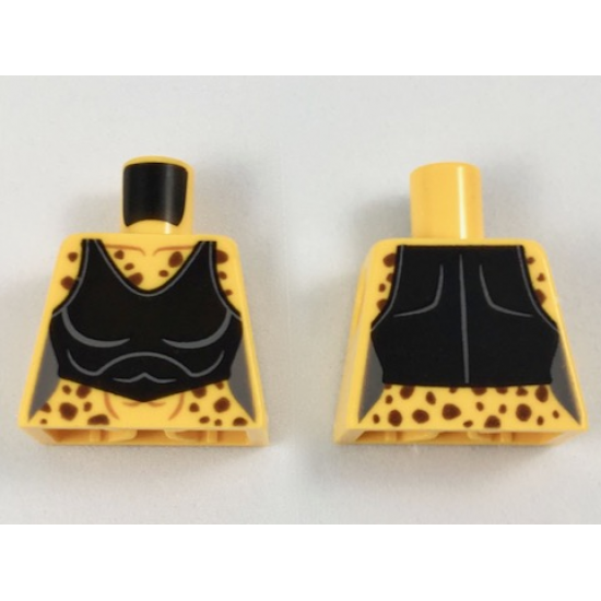 Torso Female Reddish Brown Cheetah Spots and Black Crop Top Pattern