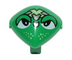 Minifigure, Head, Modified Martian with Clip, Lime and Silver Head Device and Lime Freckles Pattern