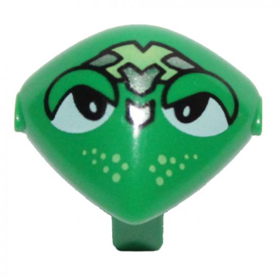 Minifigure, Head, Modified Martian with Clip, Lime and Silver Head Device and Lime Freckles Pattern