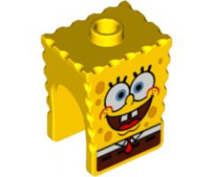 Minifigure, Head, Modified SpongeBob SquarePants with Open Smile Pattern