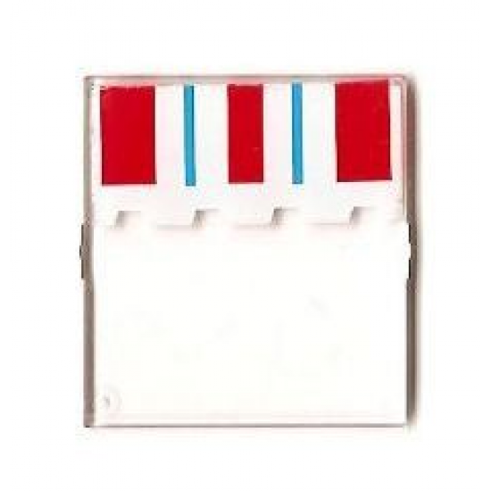 Glass for Window 4 x 4 x 3 Roof with Stripes Blue and Red on Scalloped Shade Pattern (Sticker) - Sets 6349 / 6370 / 6592