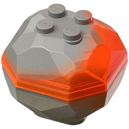 Rock Boulder (Top and Bottom) with Marbled Trans-Neon Orange Pattern